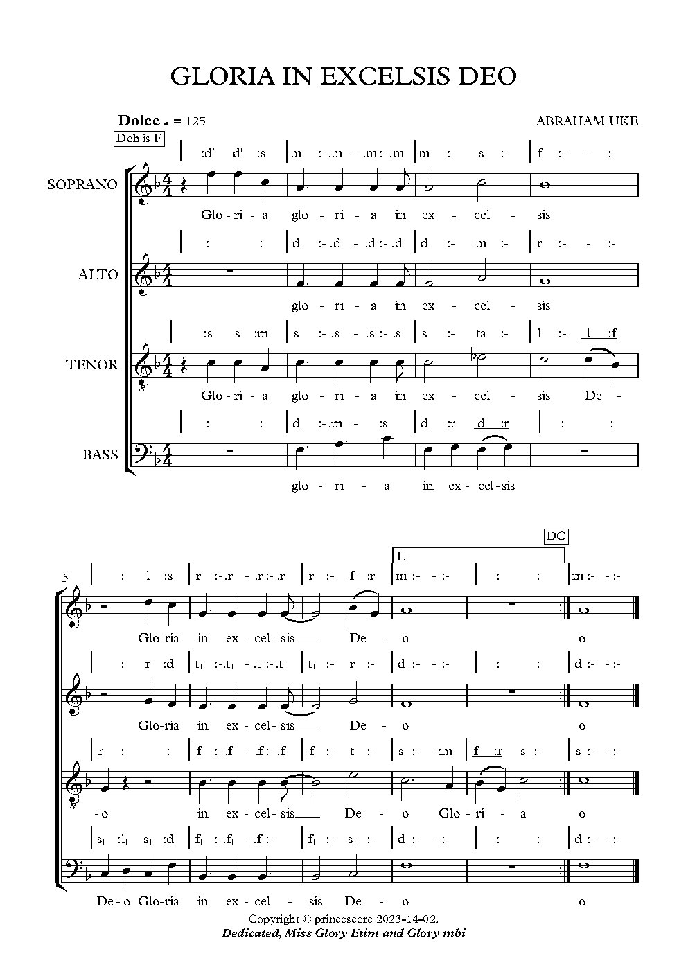 GLORIA IN EXCELSIS DEO