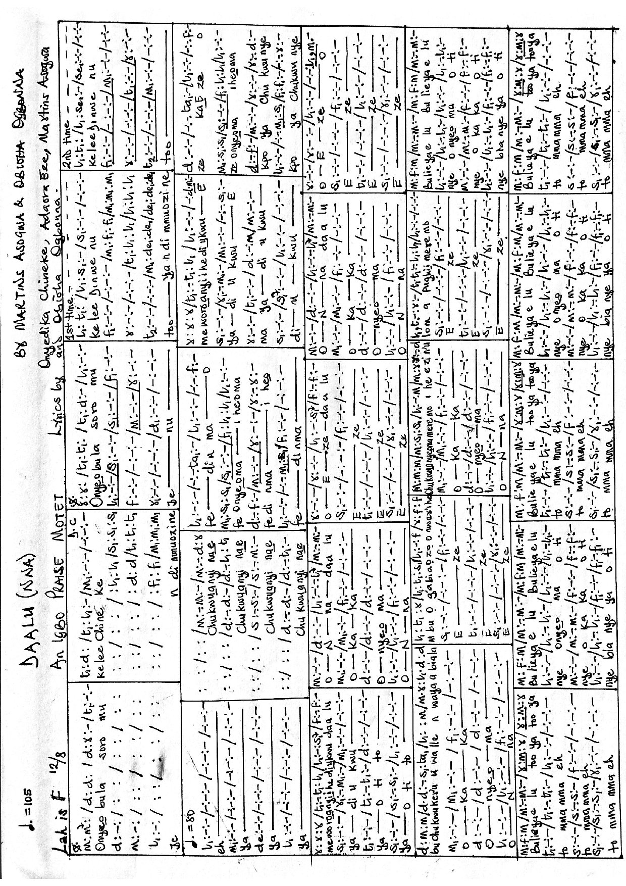 (Off) Daalu Nna - Obioha Ogbonna - Download Choir Script PDF