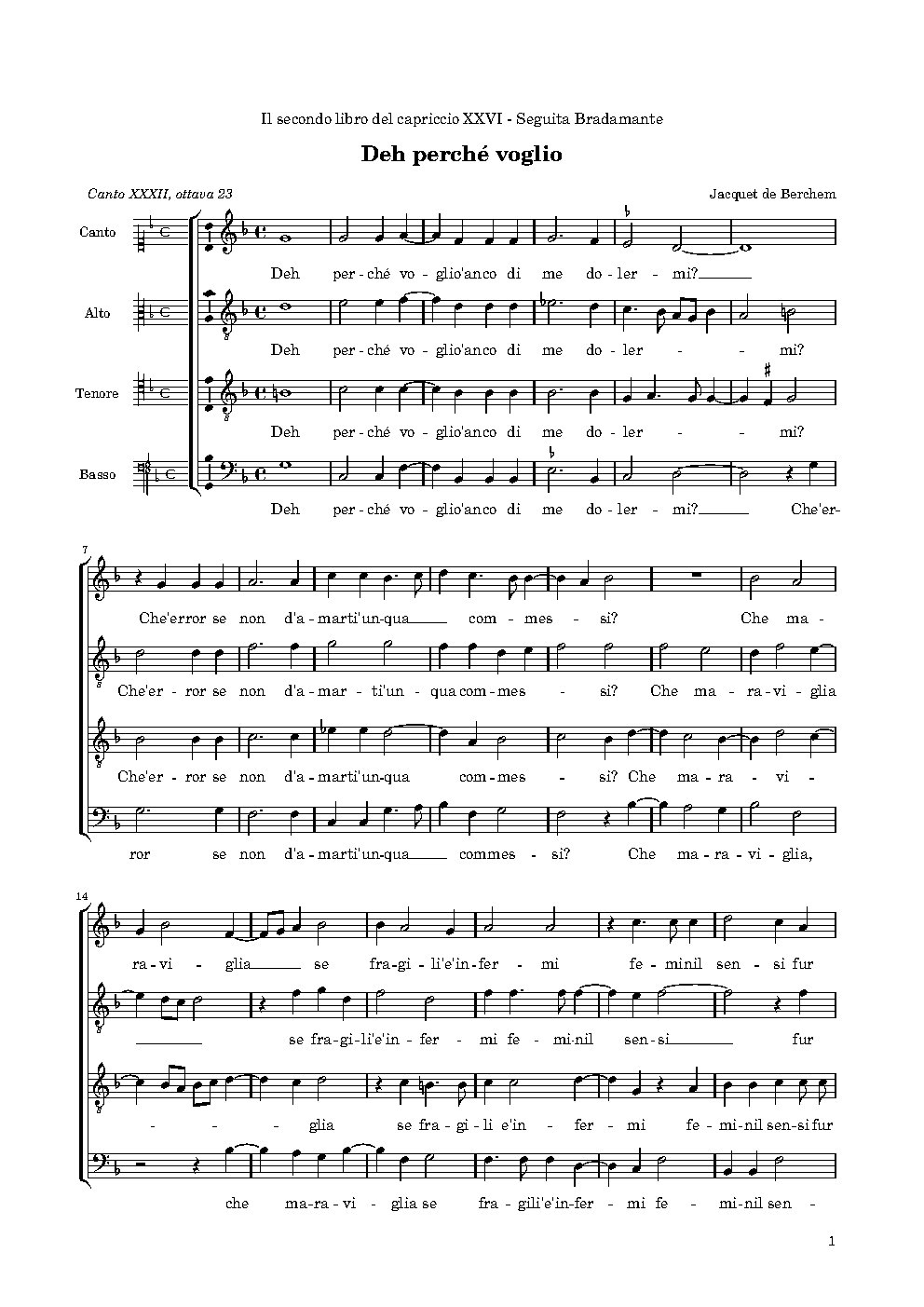 Deh perché voglio - Choir Script PDF Thumbnail