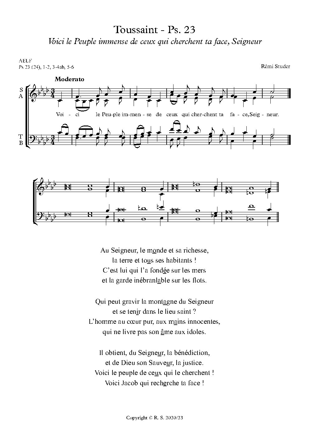 Toussaint : Voici le peuple immense - Choir Script PDF Thumbnail
