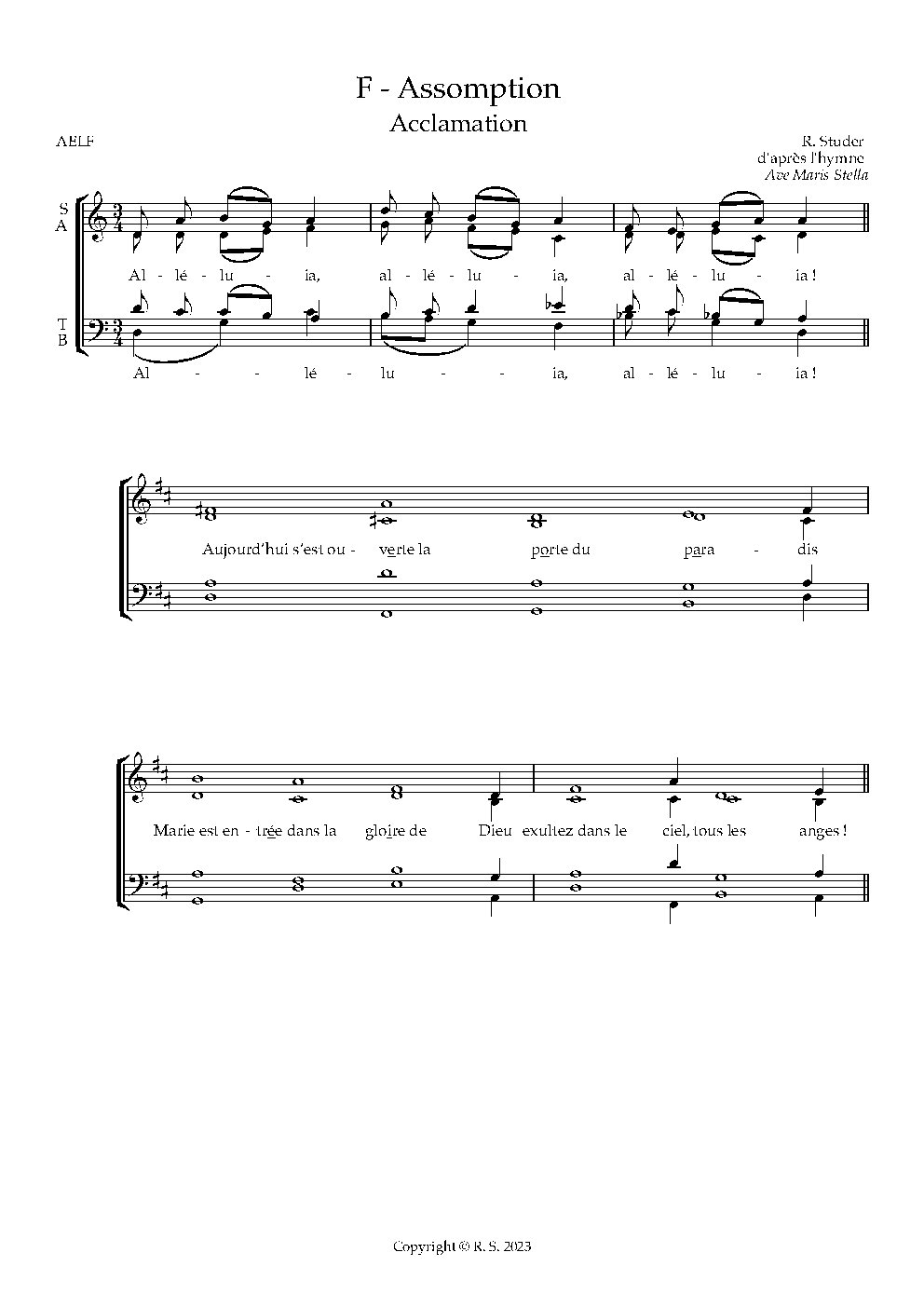 F - Assomption : Acclamation - Choir Script PDF Thumbnail
