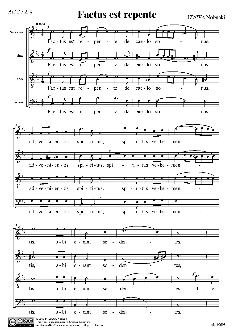 Factus est repente - Choir Script PDF Thumbnail
