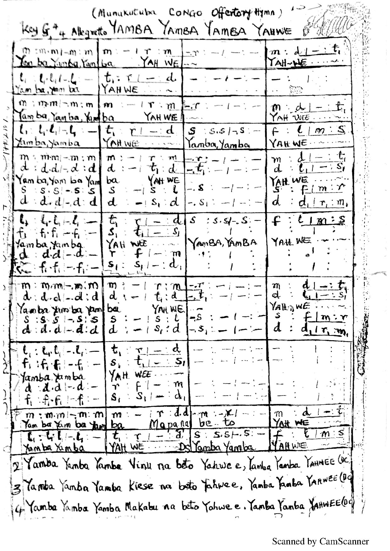 (Off) Yamba - Download Choir Script PDF
