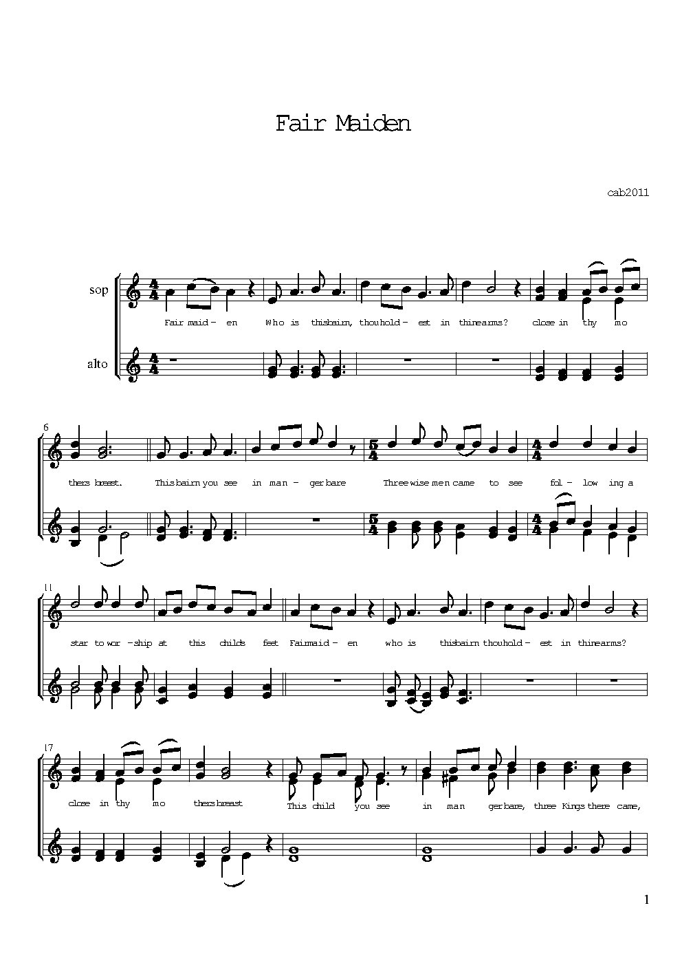 Fair Maiden - Choir Script PDF Thumbnail