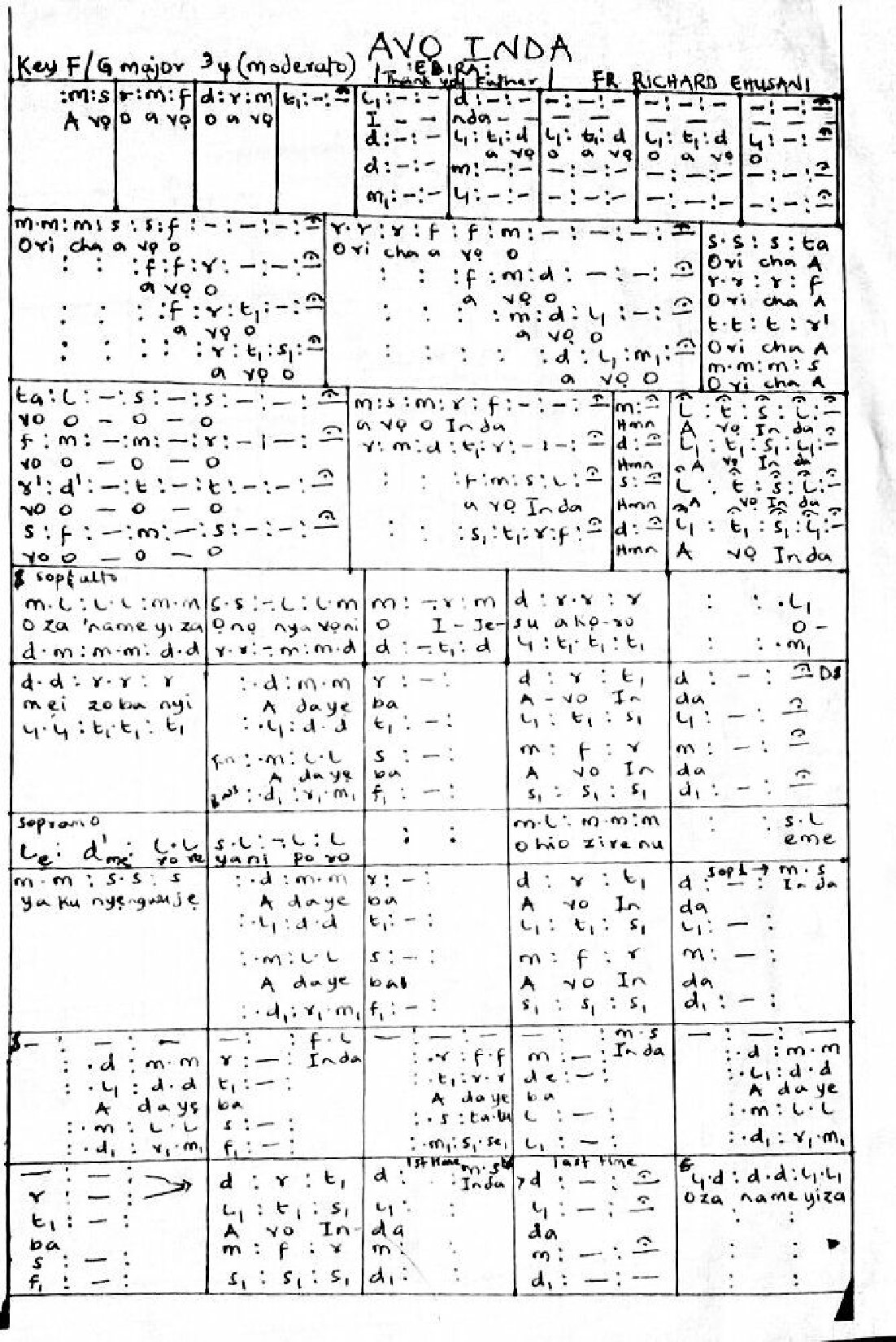 (Off) Avo Inda - Richard .e - Download Choir Script PDF