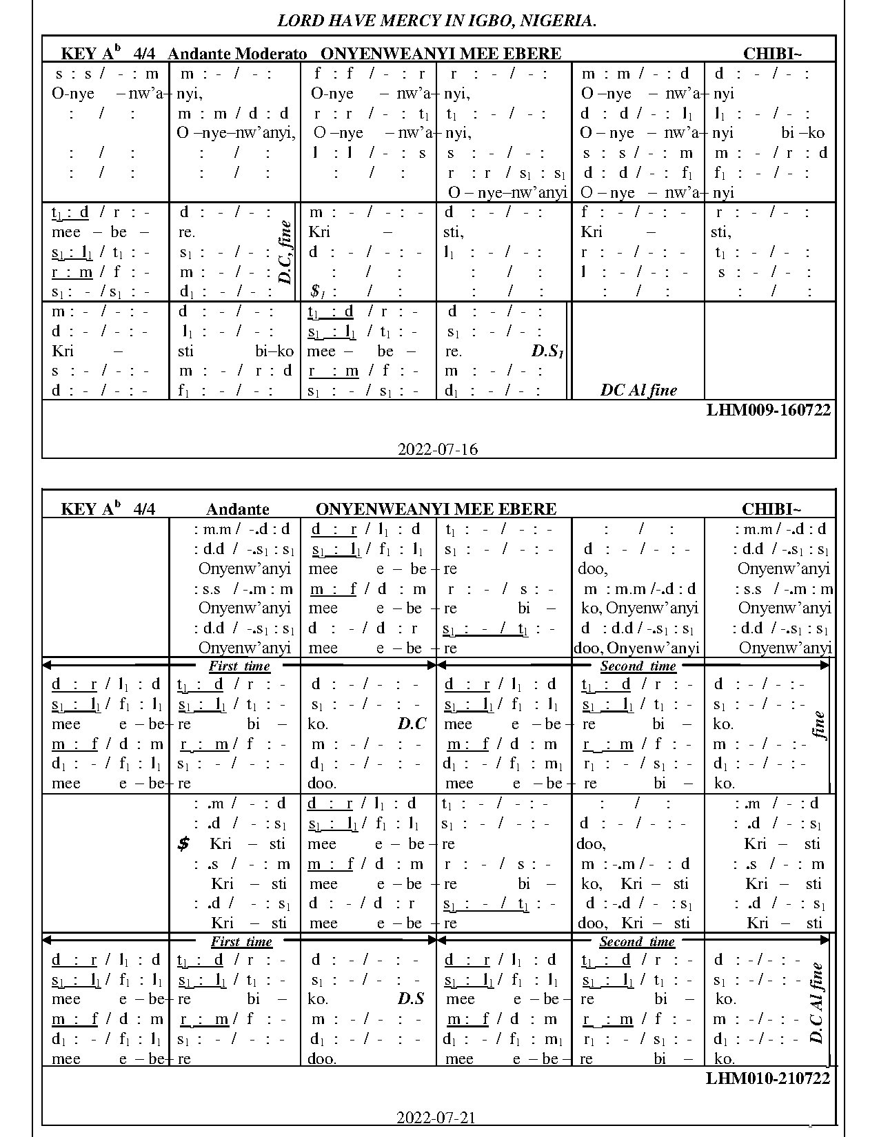 Onyenweanyi Mee Ebere (ix) By Chibi~ - Download Choir Script PDF