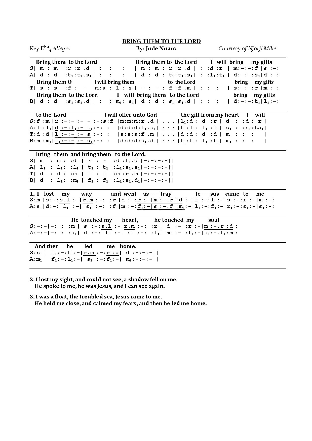 (Off) Bring Them To The Lord 2 - Jude Nnam - Download Choir Script PDF