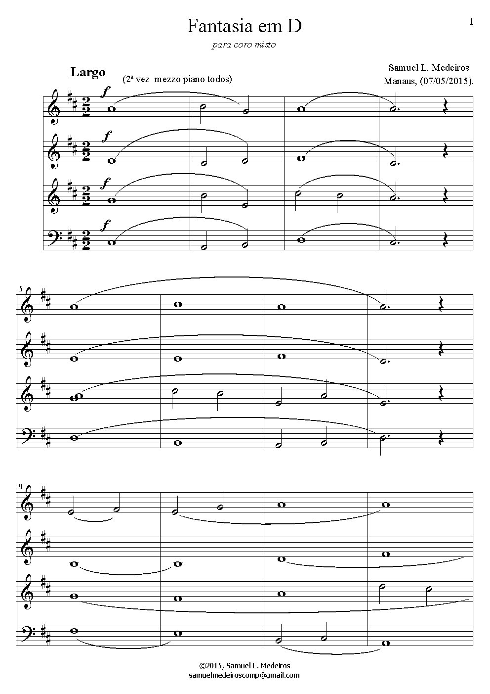 Fantasia em D, para coro misto