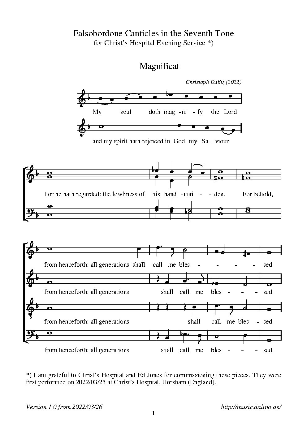 Falsobordone Canticles in the 7th Tone - Choir Script PDF Thumbnail