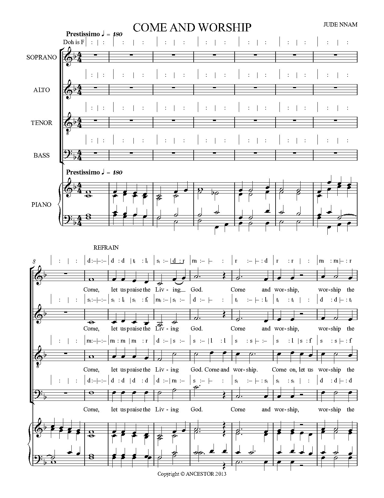 (Ent) Come And Worship - Download Choir Script PDF
