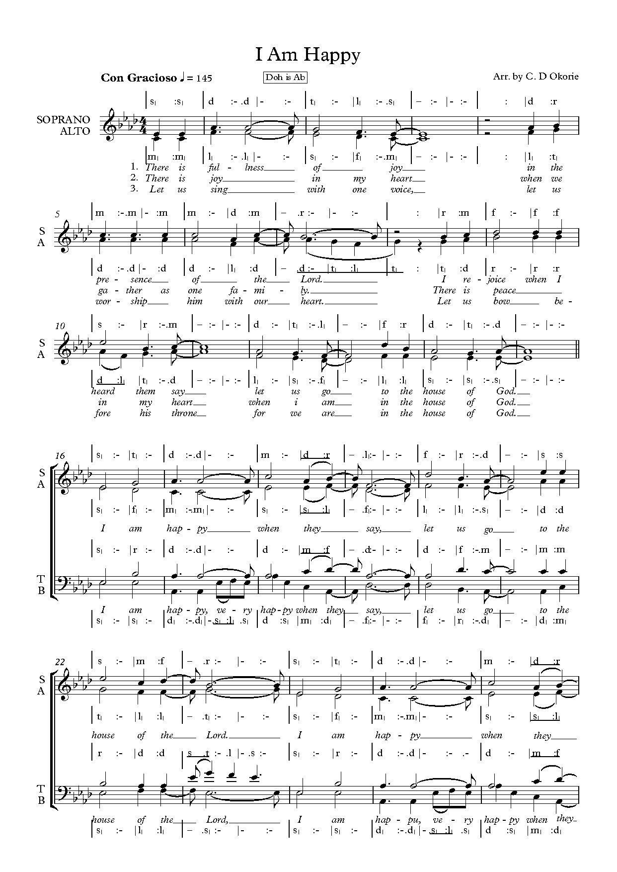 (Ent) I Am Happy - English - Download Choir Script PDF