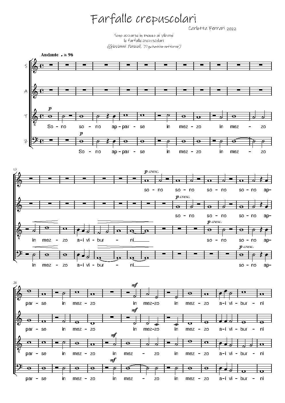 Farfalle crepuscolari - Choir Script PDF Thumbnail