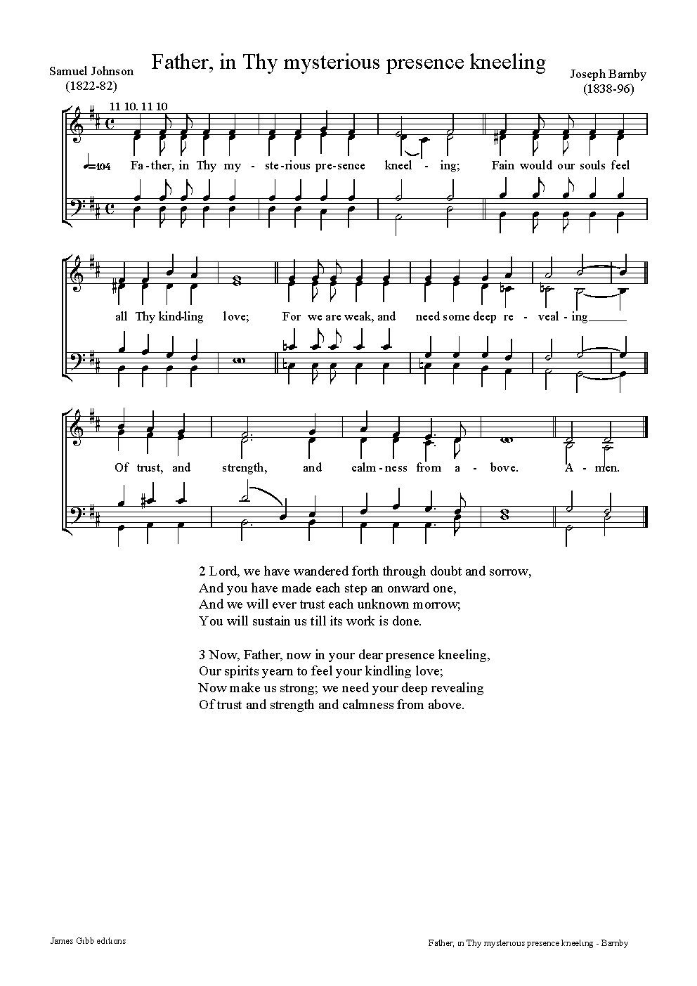 Father, in Thy mysterious presence kneeling - Choir Script PDF Thumbnail