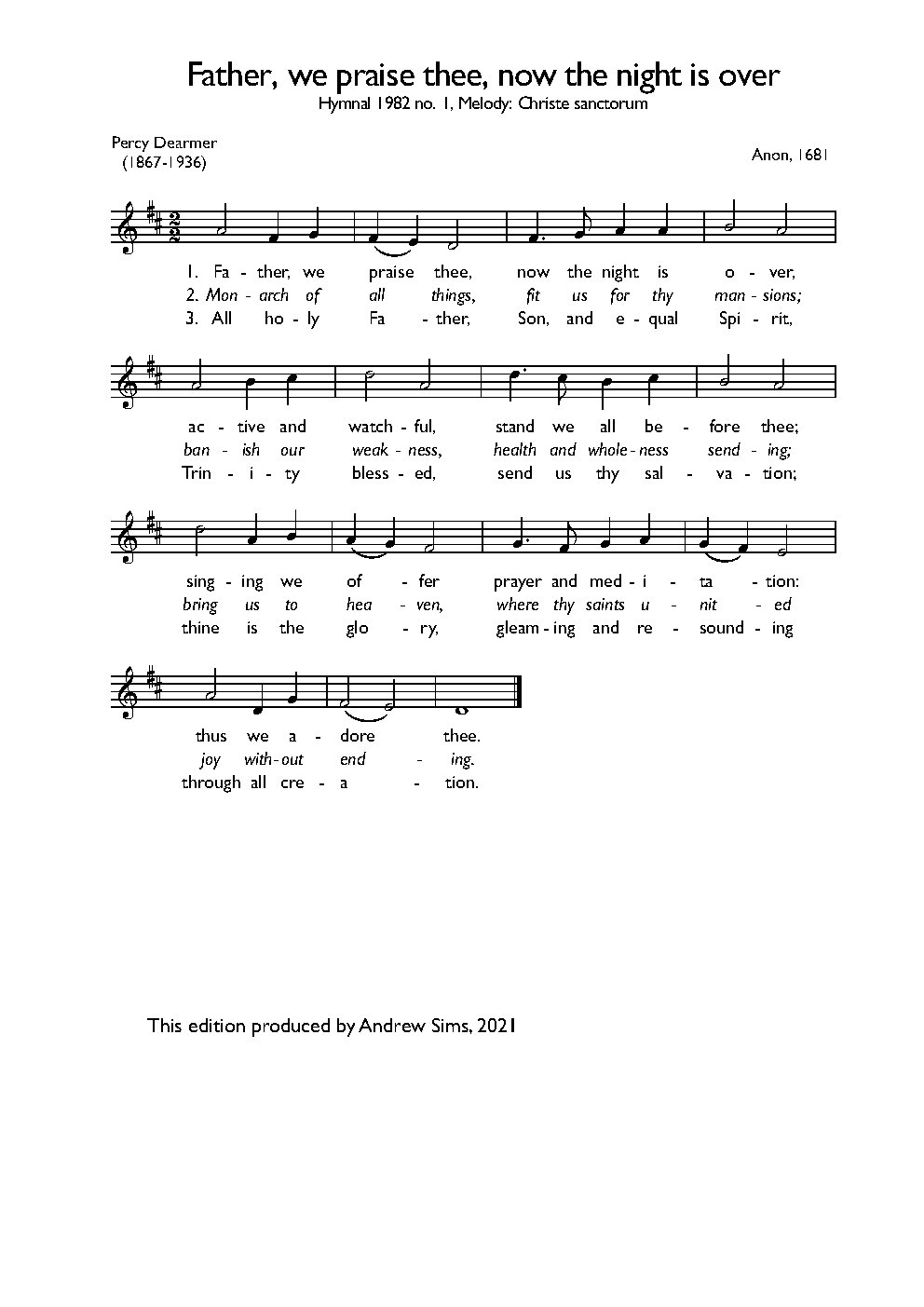 Father, we praise thee