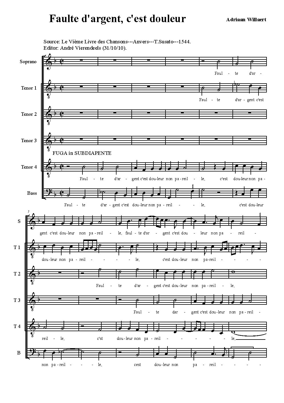Faulte dargent - Choir Script PDF Thumbnail