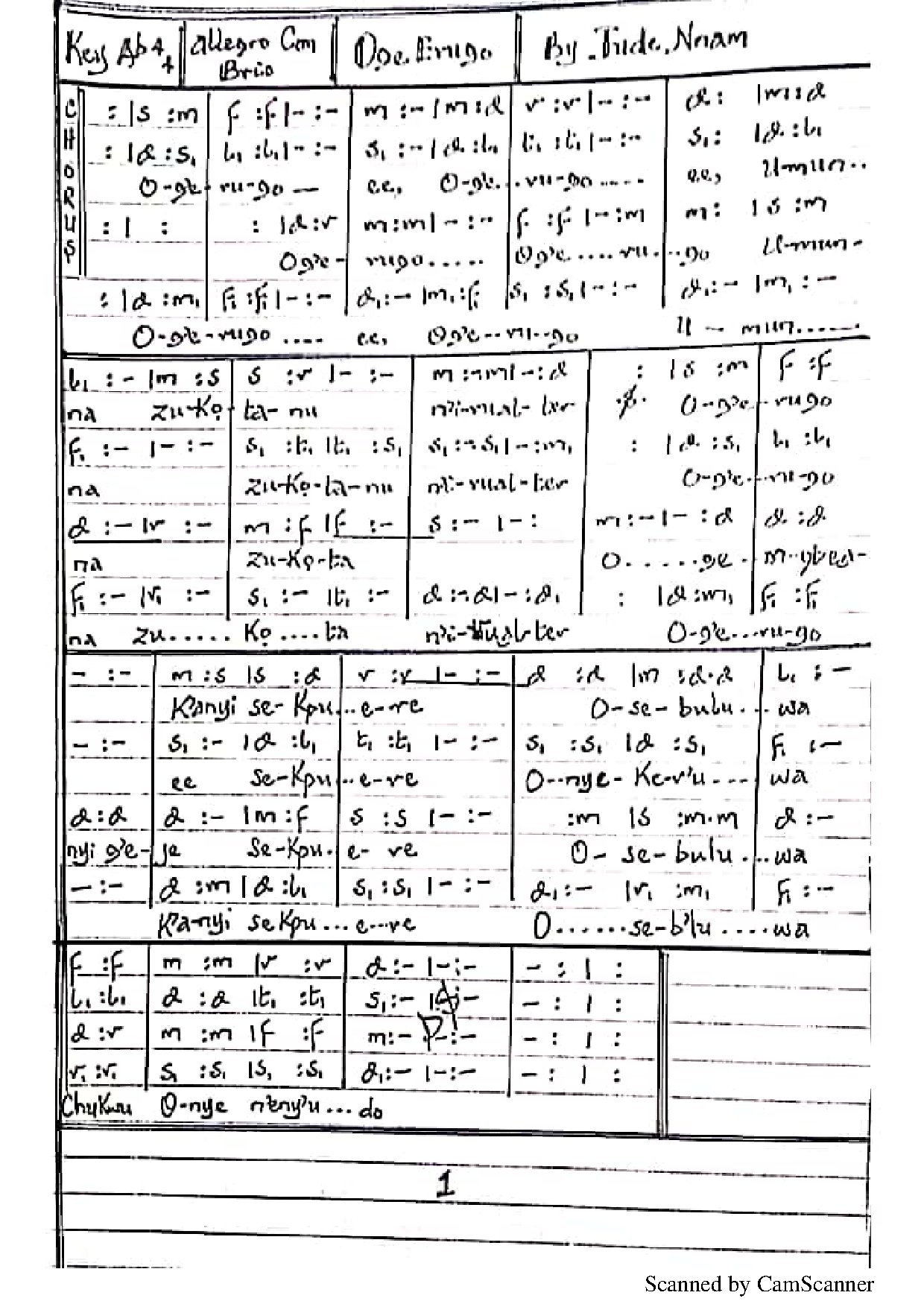 (Ent) Oge Erugo - Jude Nnam - Download Choir Script PDF