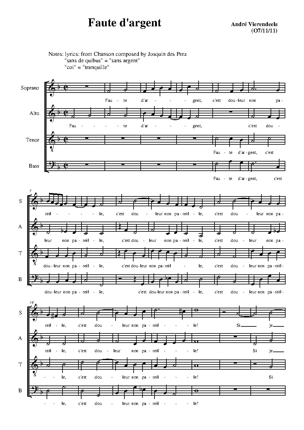 Faute d'argent - Choir Script PDF Thumbnail