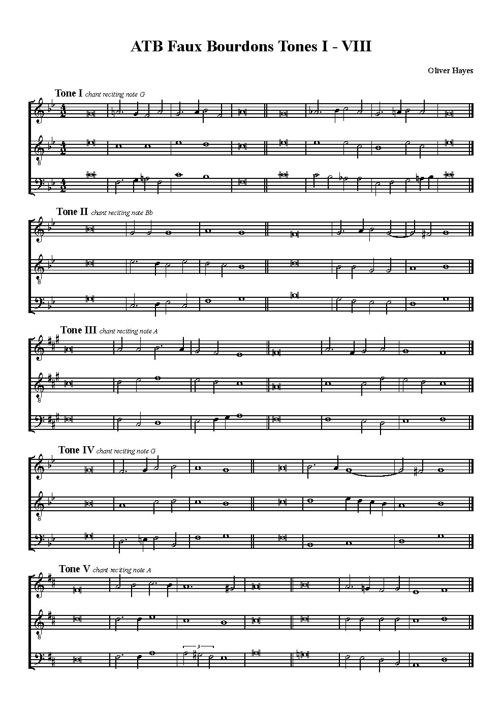 Faux bourdons Tones I - VIII