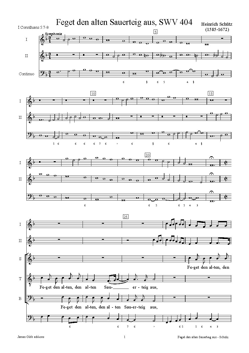 Feget den alten Sauerteig aus, SWV 404 - Choir Script PDF Thumbnail