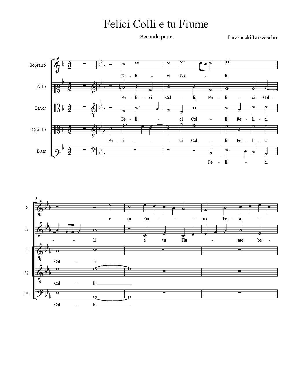 Felici Colli e tu Fiume - Choir Script PDF Thumbnail