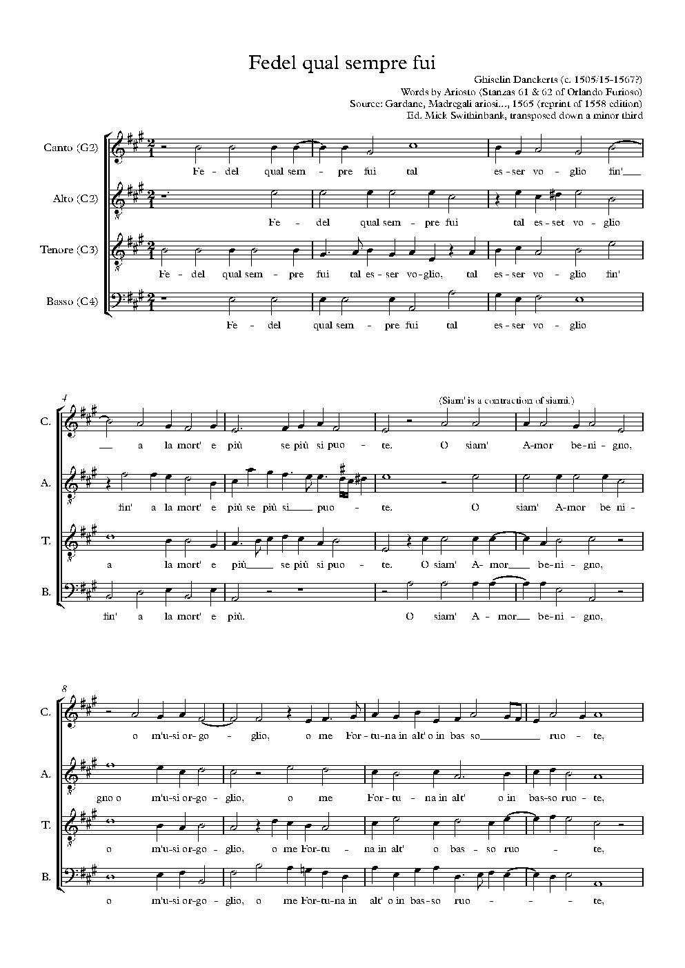 Fedel qual sempre fui - Choir Script PDF Thumbnail