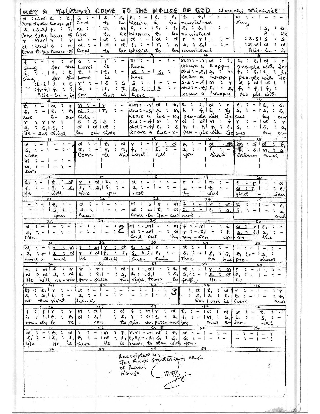 (Ent) Come To The House Of God-umahi Michael - Download Choir Script PDF