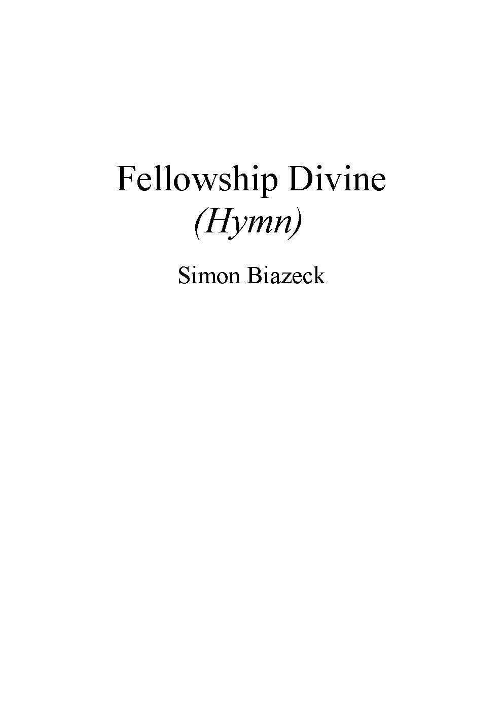 Fellowship Divine (Hymn)