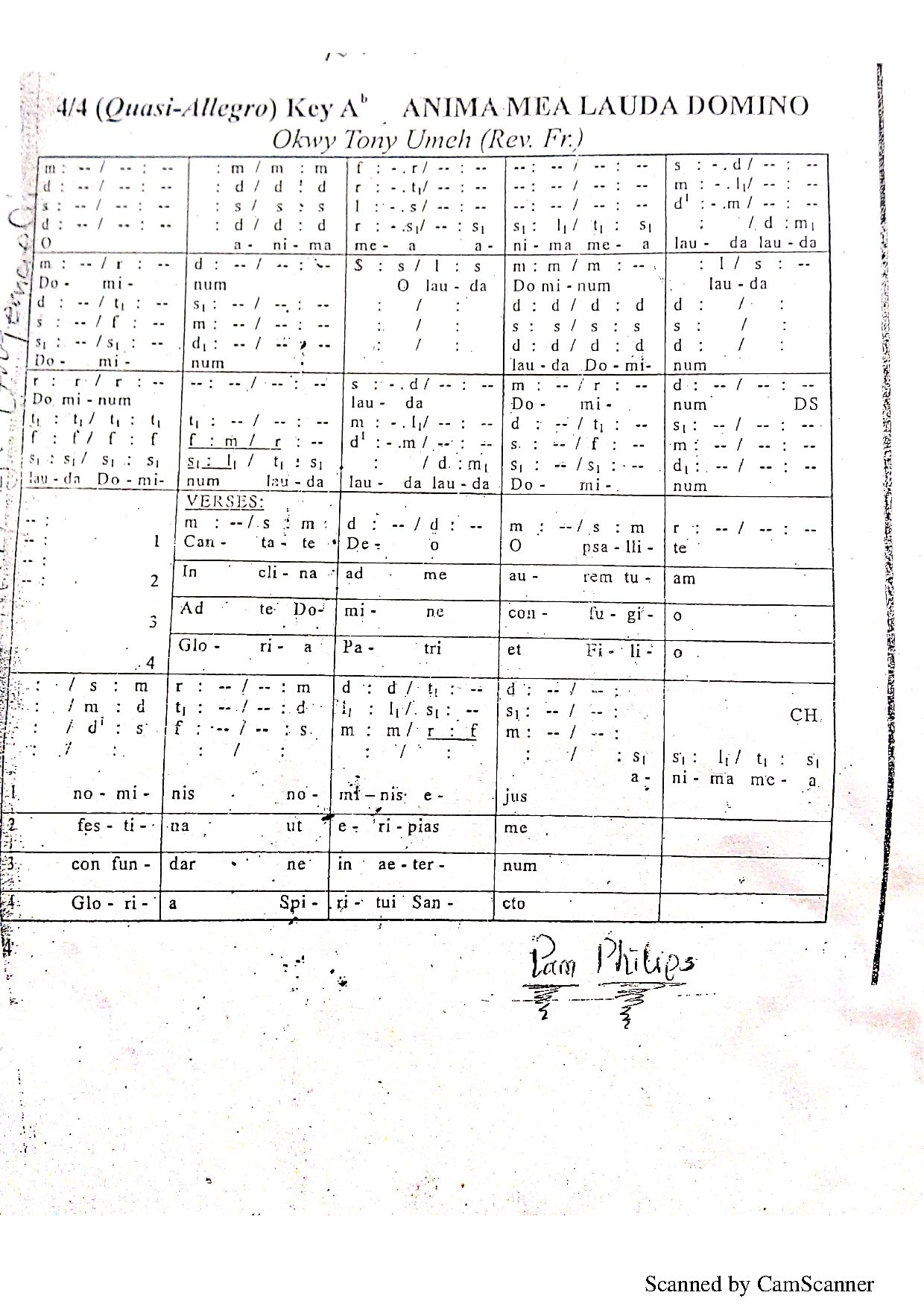(Ent) Anima Mea - Fr. Tony Okwy Umeh - Download Choir Script PDF