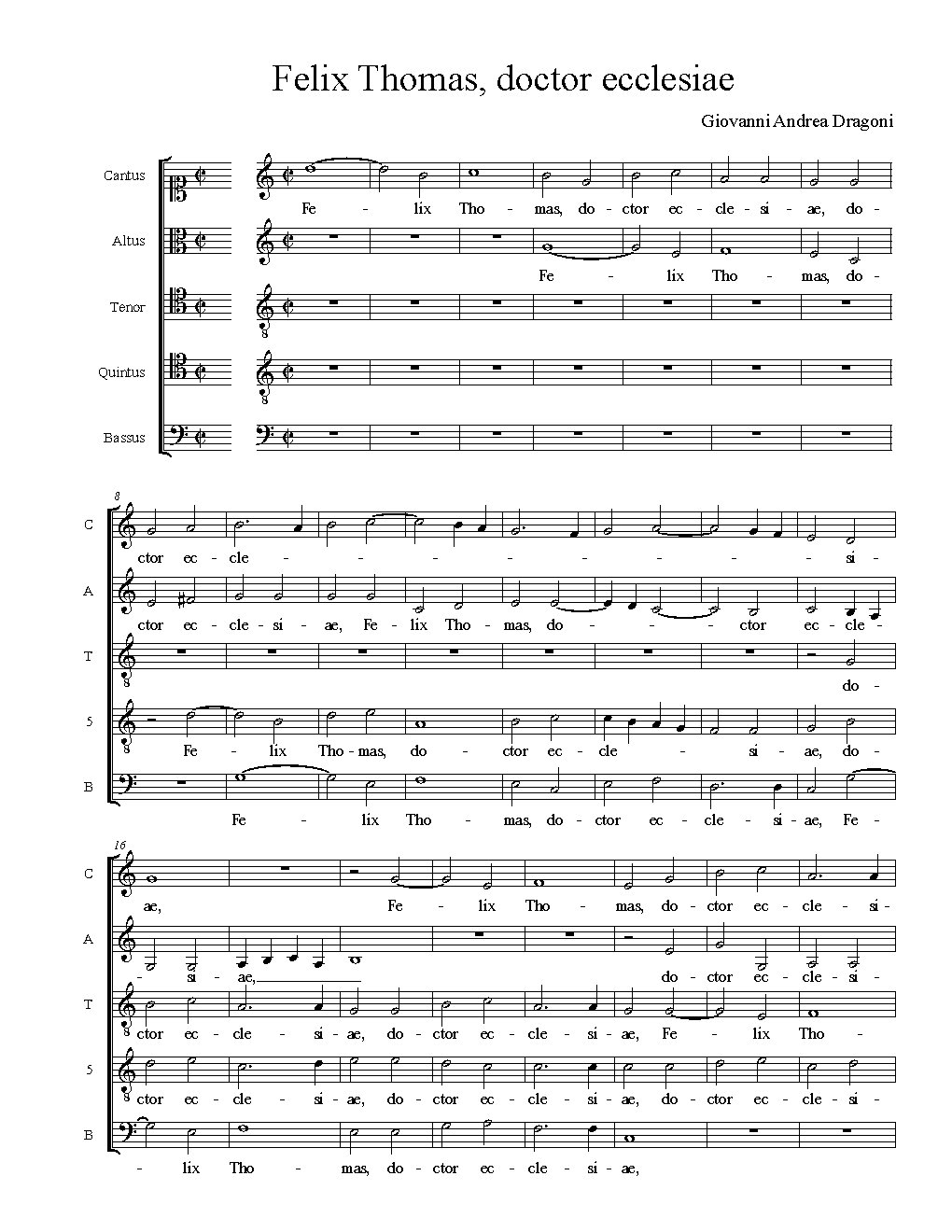 Felix Thomas, doctor ecclesiae - Choir Script PDF Thumbnail