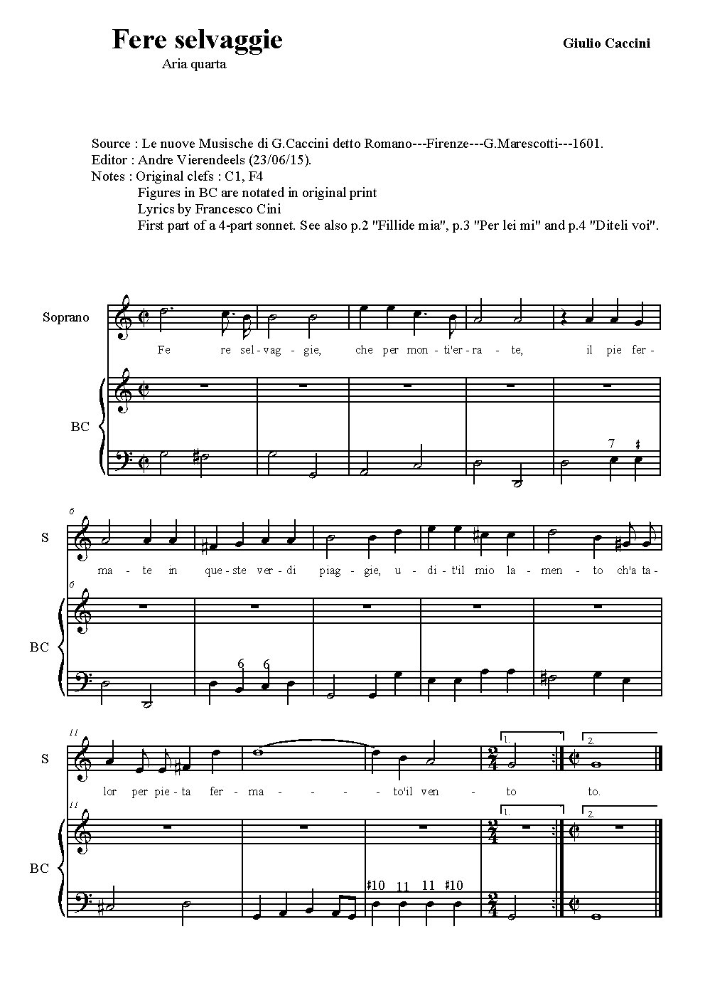 Fere selvaggie - Choir Script PDF Thumbnail