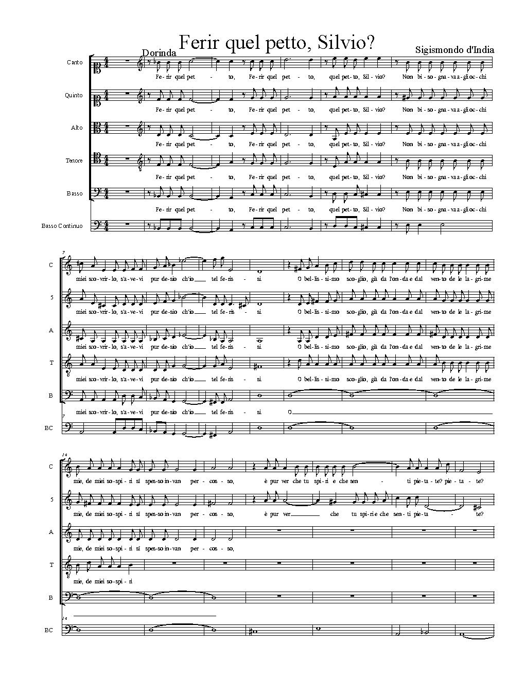 Ferir quel petto, Silvio? - Choir Script PDF Thumbnail