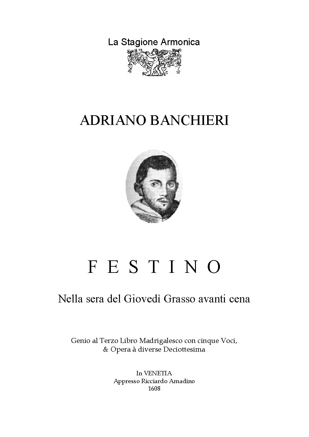 Festino nella sera del giovedi grasso, Op. 18 (Madrigal cycle for Mardi Gras) - Choir Script PDF Thumbnail