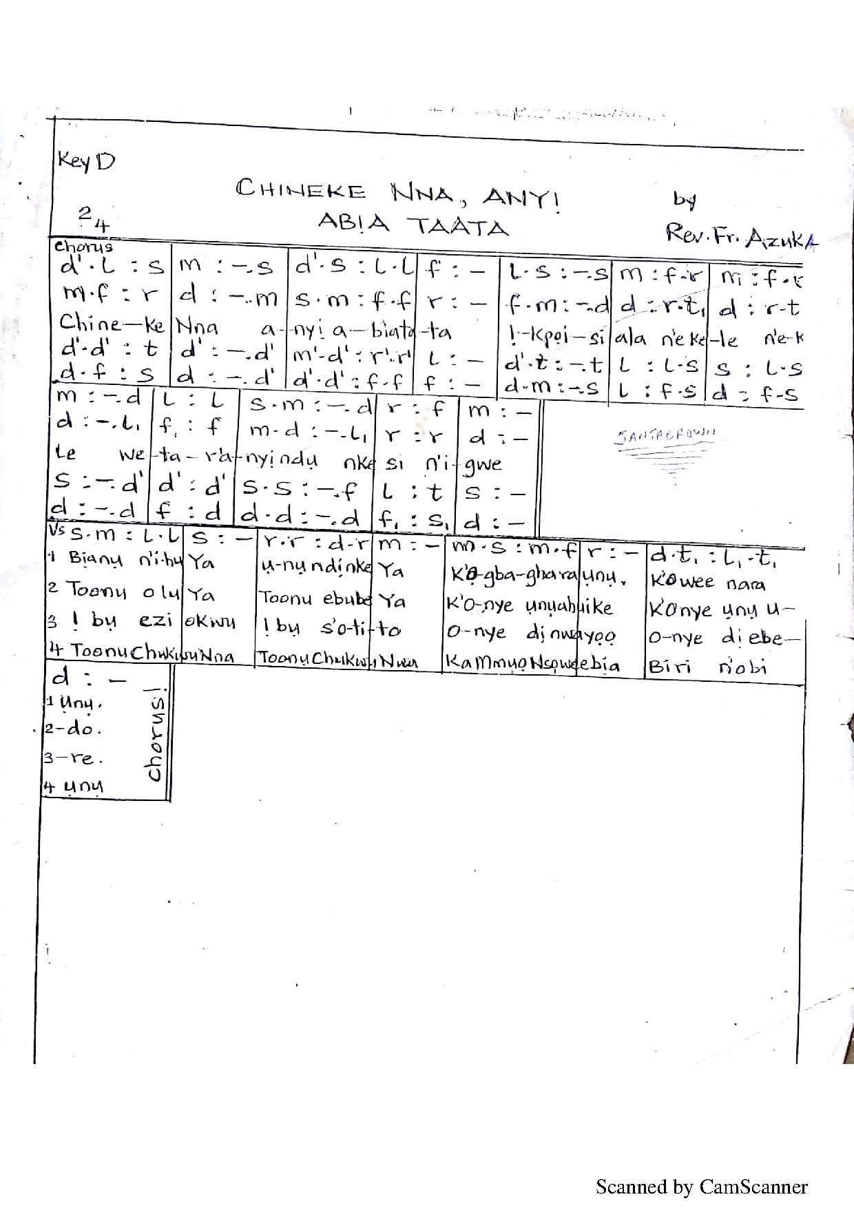 (Ent) Chineke Nna,anyi Abia Taata - Download Choir Script PDF