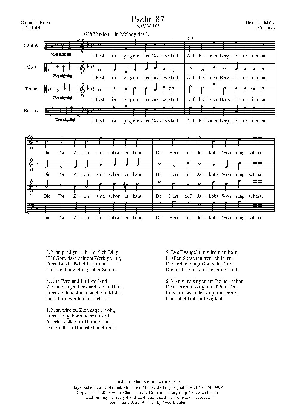Fest ust gegründet Gottes Stadt, SWV 184 - Choir Script PDF Thumbnail