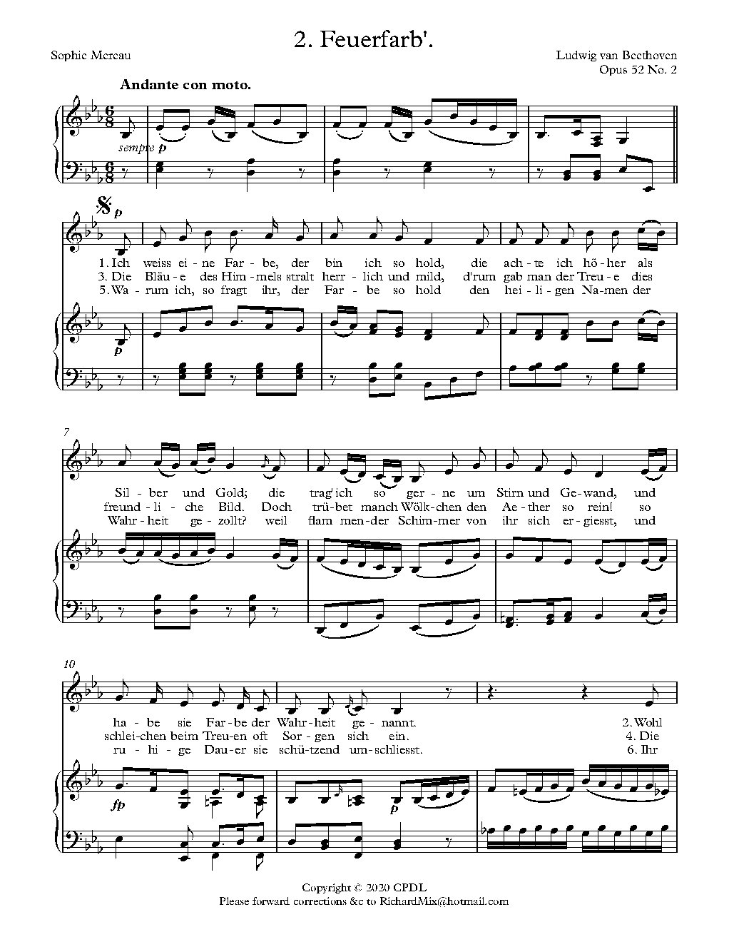 Feuerfarb', Op. 52 No. 2 (Ludwig van Beethoven)