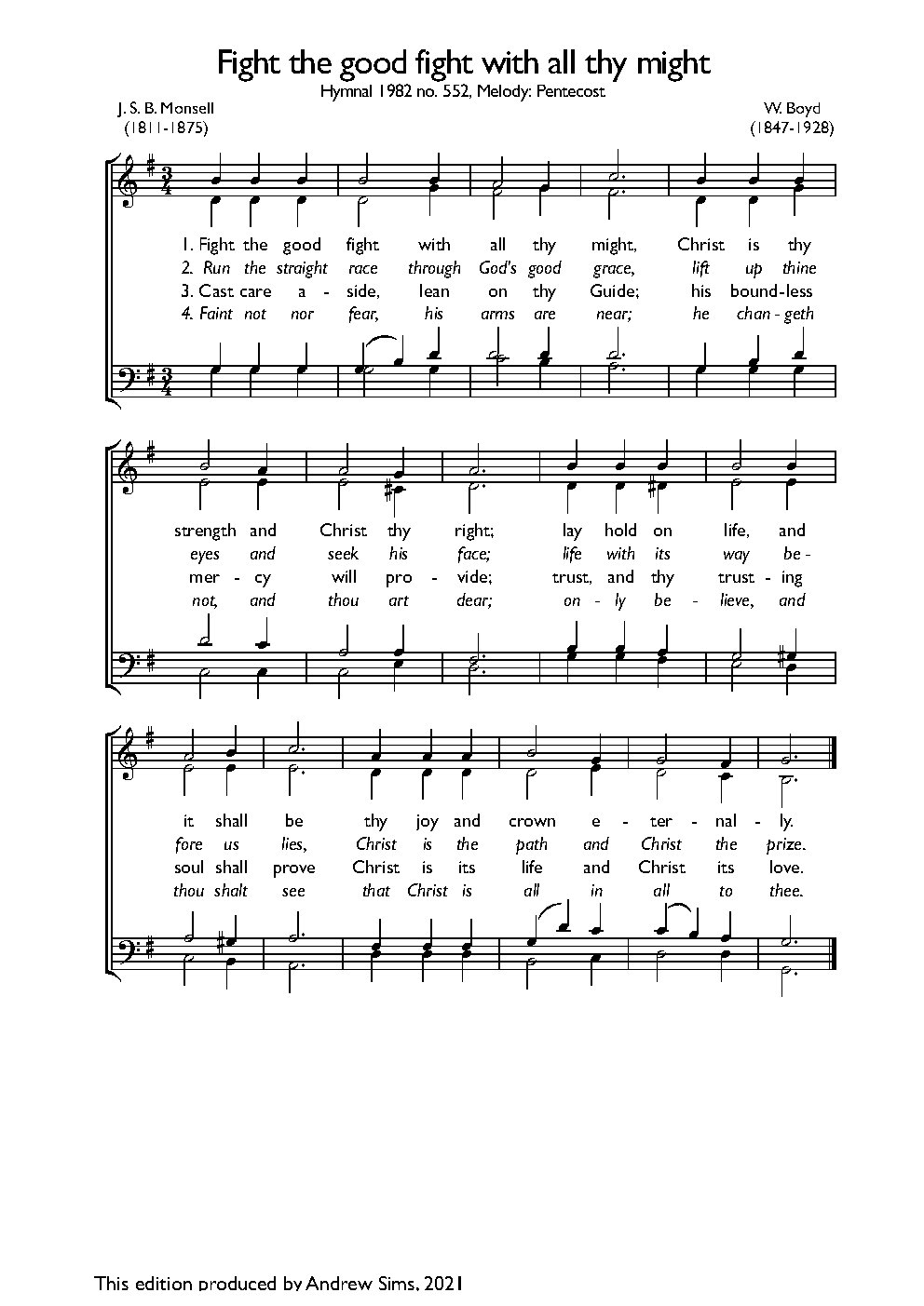 Fight the good fight with all thy might - Choir Script PDF Thumbnail