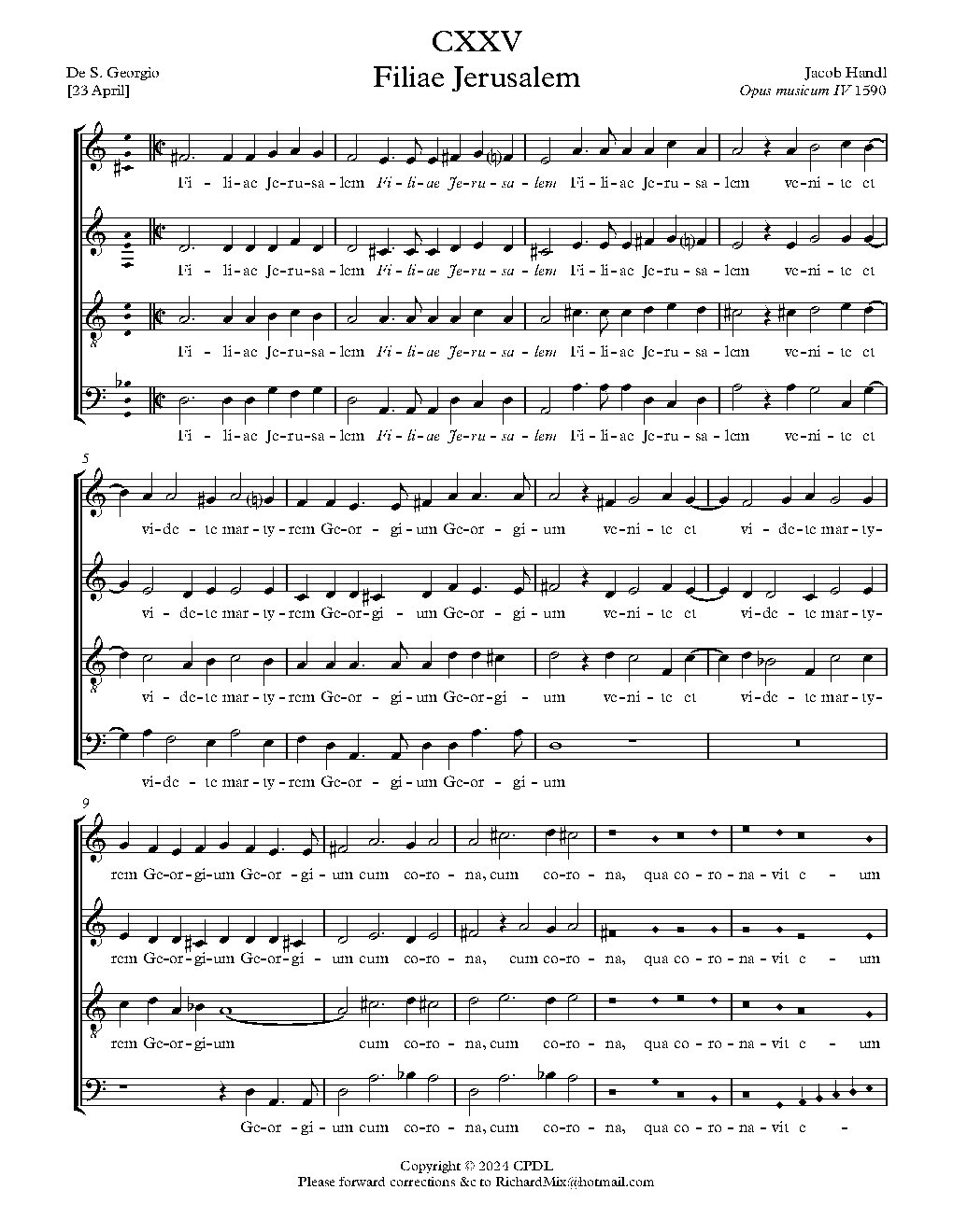Filiae Jerusalem a 4 - Choir Script PDF Thumbnail