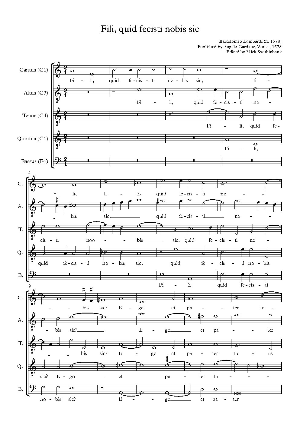 Fili, quid fecisti nobis sic - Choir Script PDF Thumbnail