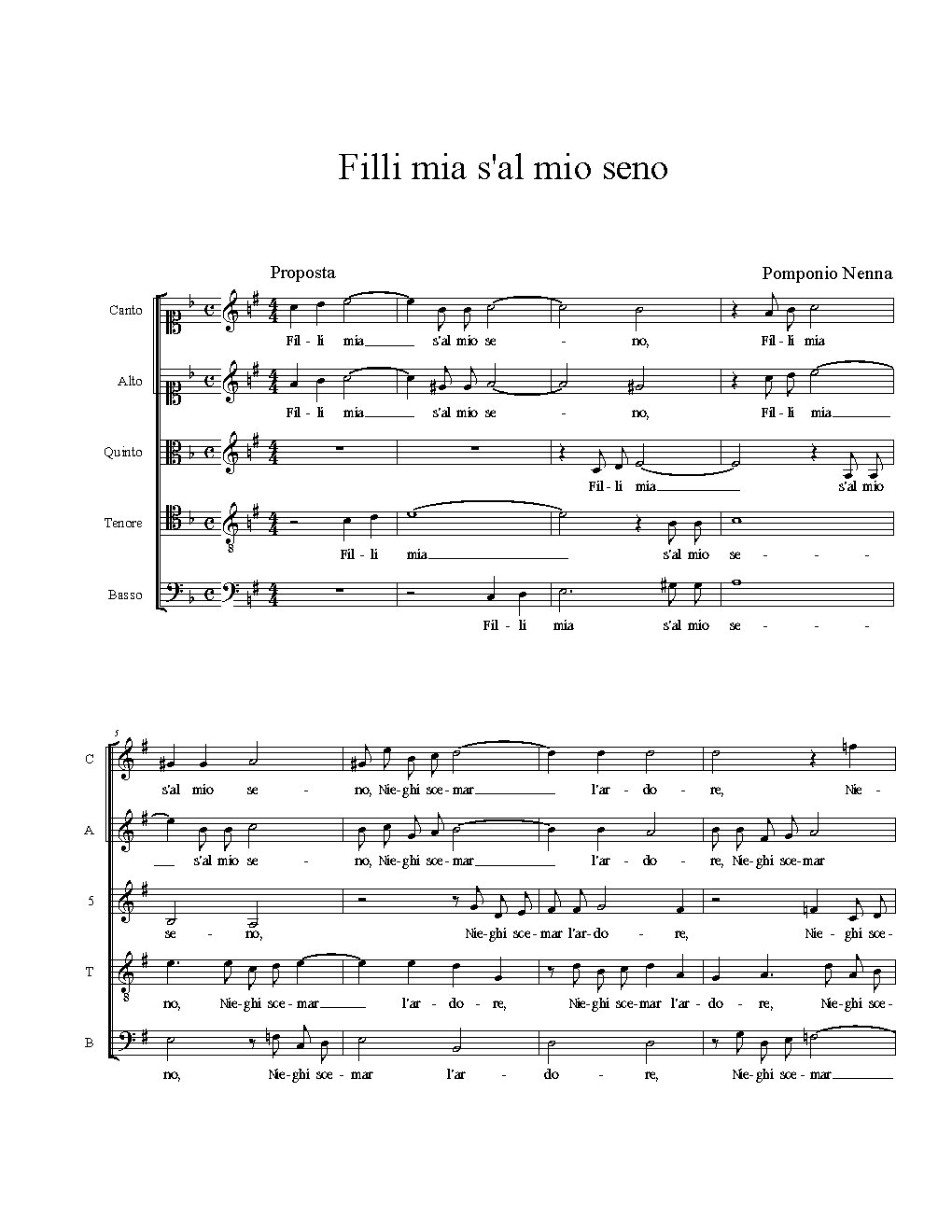 Filli mia s'al mio seno