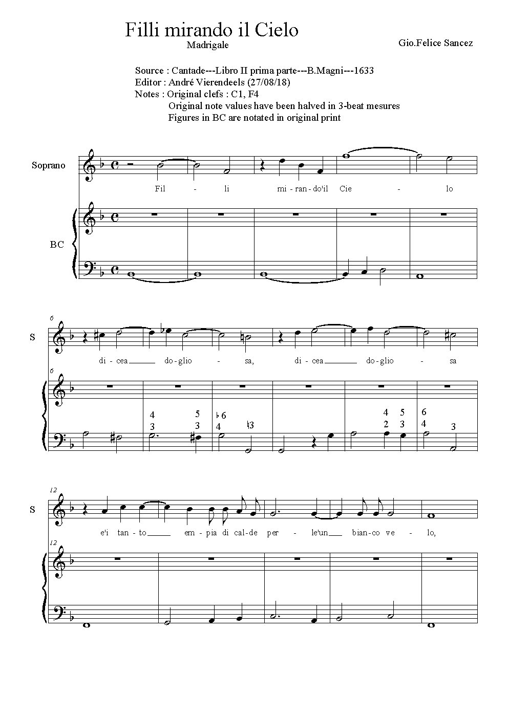 Filli mirando il Cielo - Choir Script PDF Thumbnail