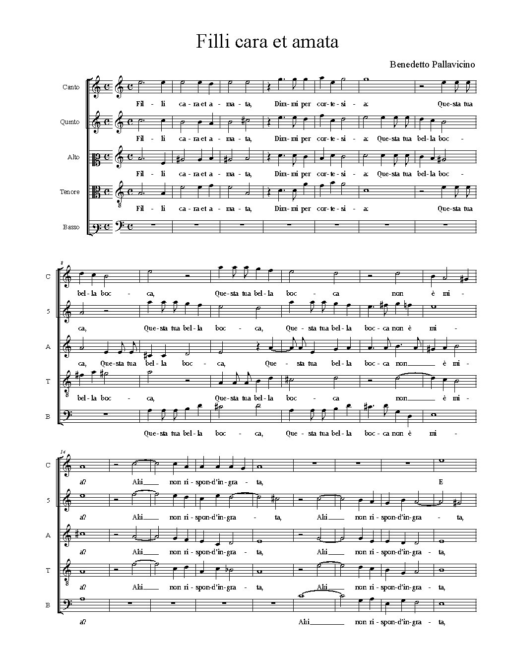 Filli cara et amata - Choir Script PDF Thumbnail