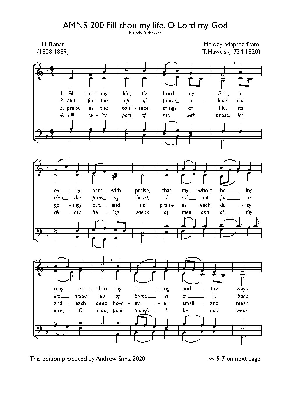 Fill thou my life, O Lord my God