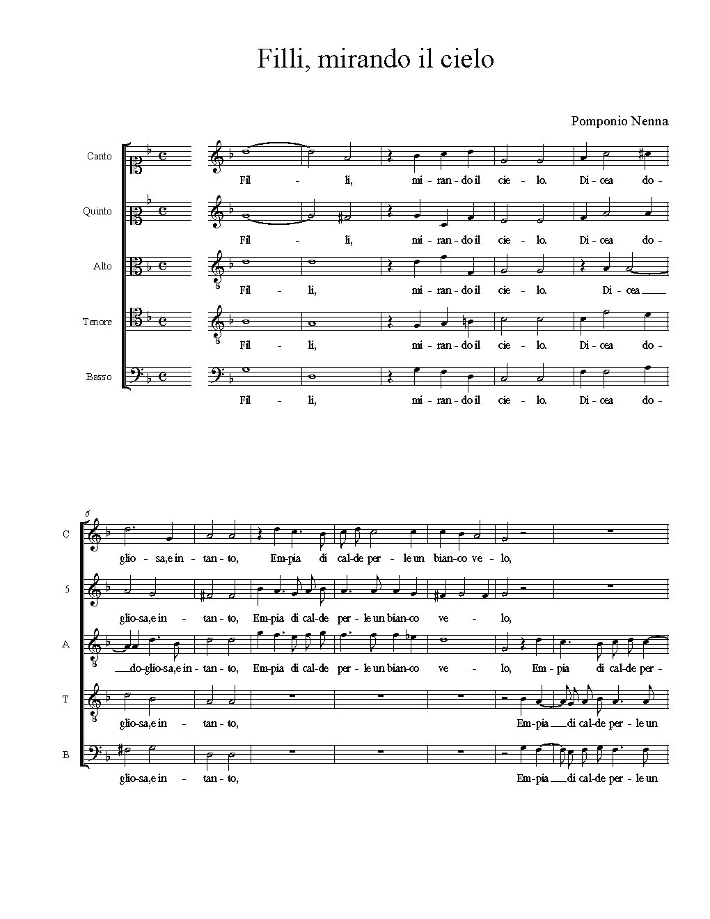 Filli, mirando il cielo - Choir Script PDF Thumbnail