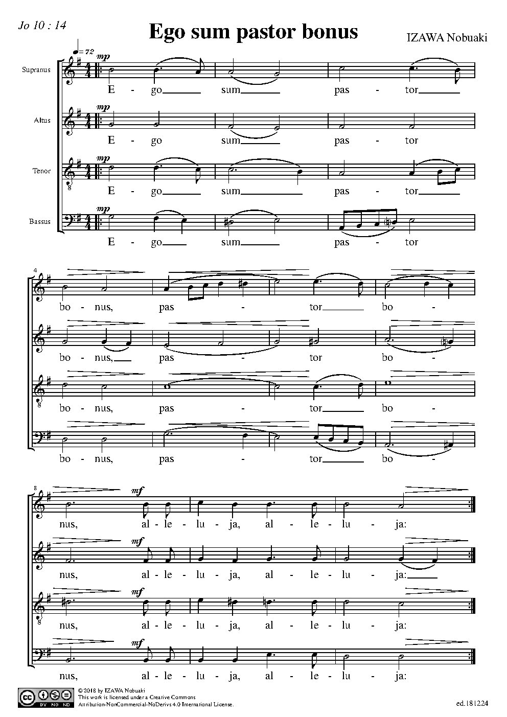 Ego sum pastor bonus - Choir Script PDF Thumbnail