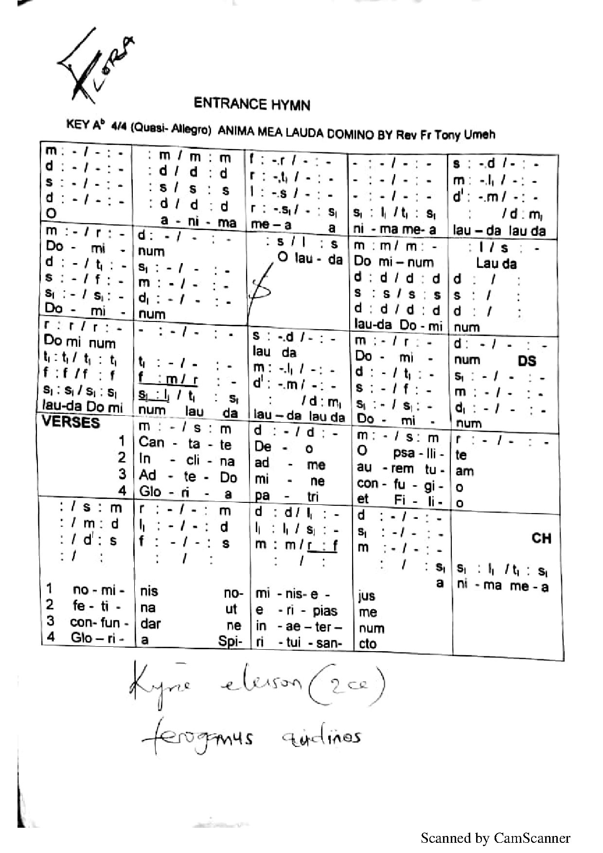 (Ent) Anima Mea - Rev. Fr. Tony Okwy Umeh - Download Choir Script PDF