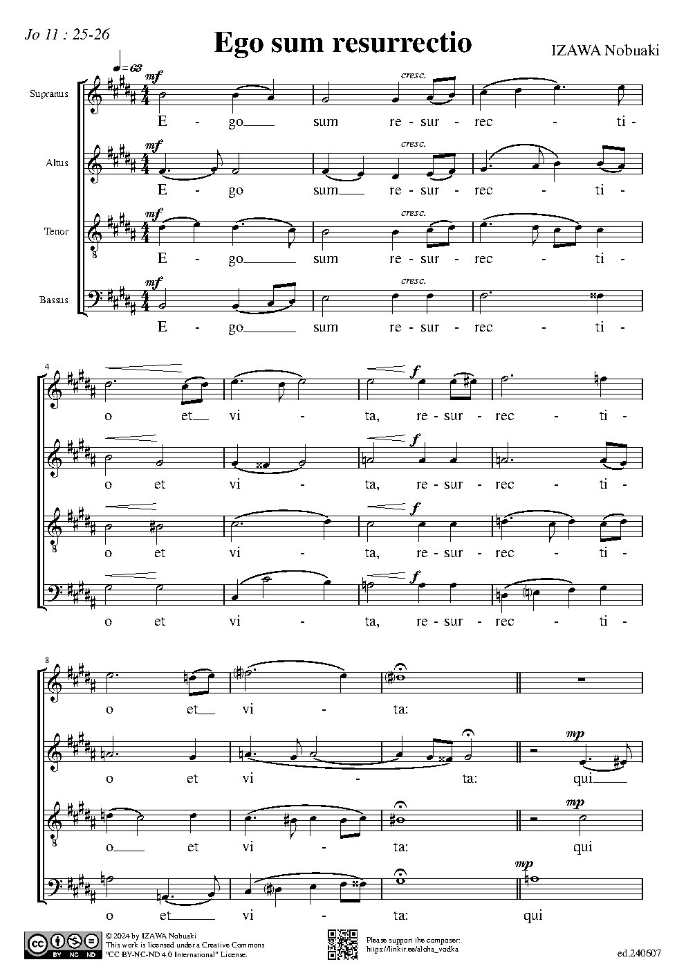 Ego sum resurrectio - Choir Script PDF Thumbnail