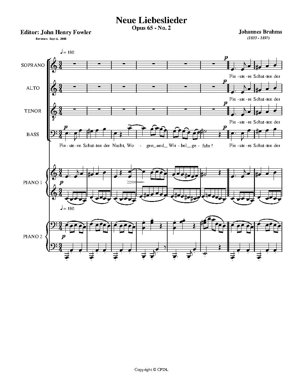 Finstere Shatten der Nacht, Op. 65, No. 2|{{NoCo|Neue Liebeslieder Walzer, Op. 65