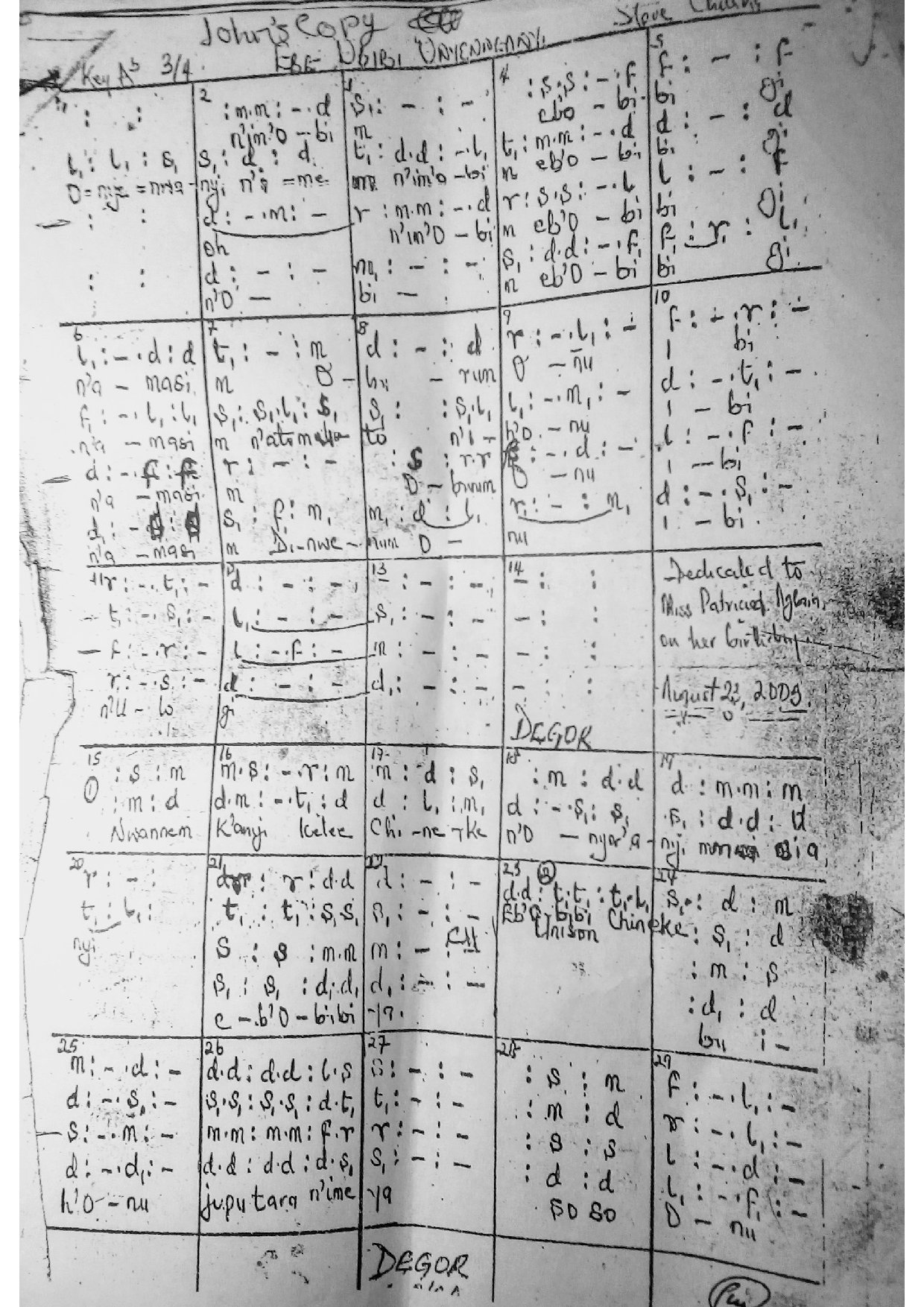 (Ent) Ebe Obibi Onyenweanyi - Download Choir Script PDF