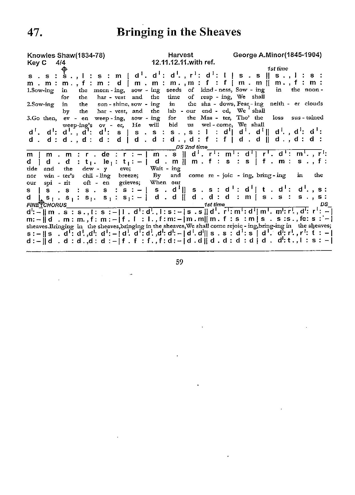 (Ent) Bringing In The Sheaves Pdf - Download Choir Script PDF