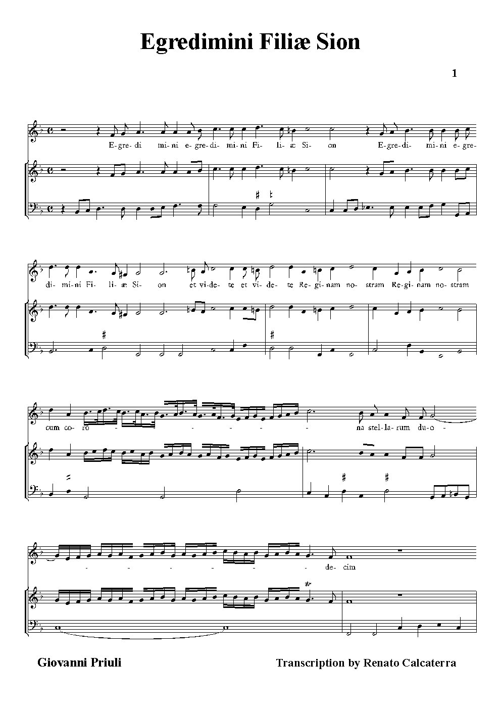 Egredimini Filiæ Sion - Choir Script PDF Thumbnail